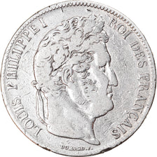 Monnaie, France, Louis-Philippe, 5 Francs, 1837, Strasbourg, TB, Argent