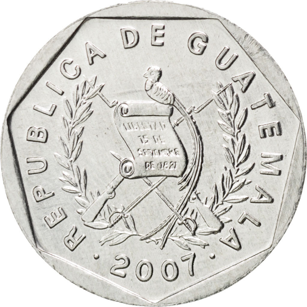 GUATEMALA, Centavo, Un, 2007, KM #282, MS(63), Aluminum, 19, 0.81