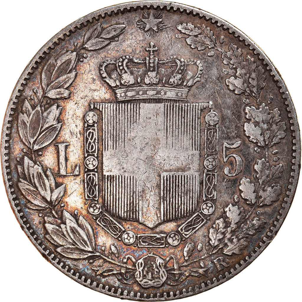 Moneta, Italia, Umberto I, 5 Lire, 1879, Rome, MB, Argento, KM:20