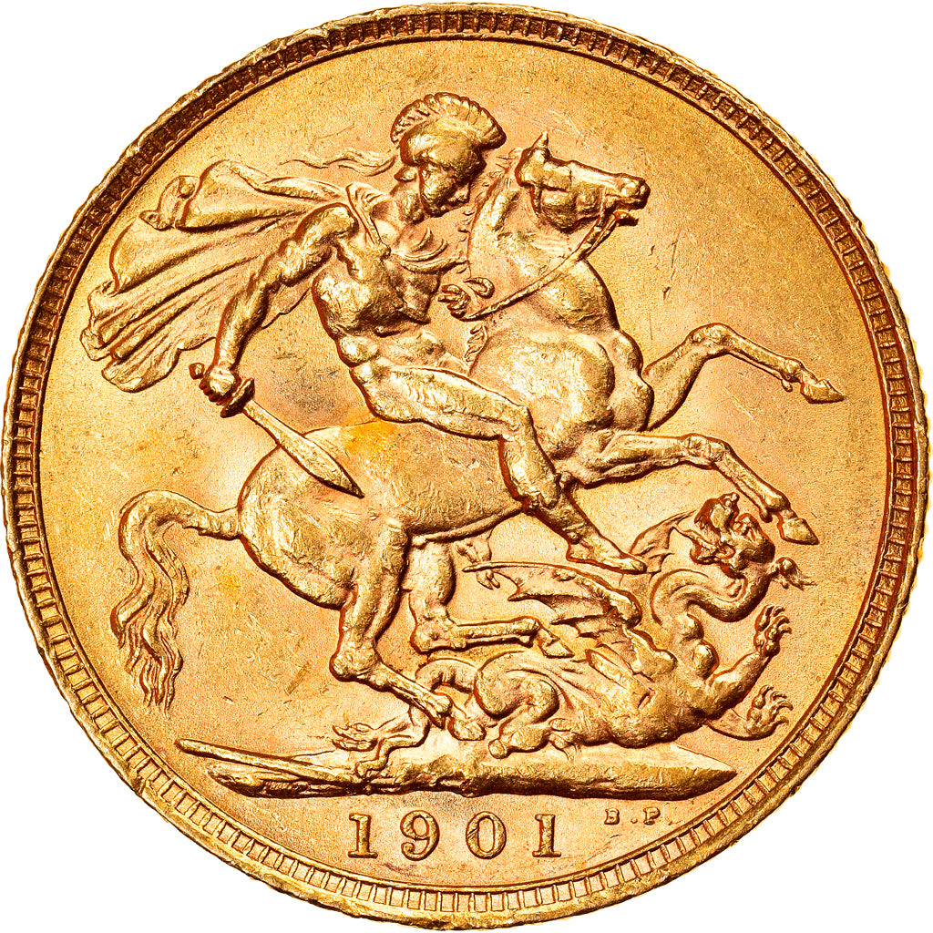 Coin, Great Britain, Victoria, Sovereign, 1901, London, AU(50-53), Gold, KM:785