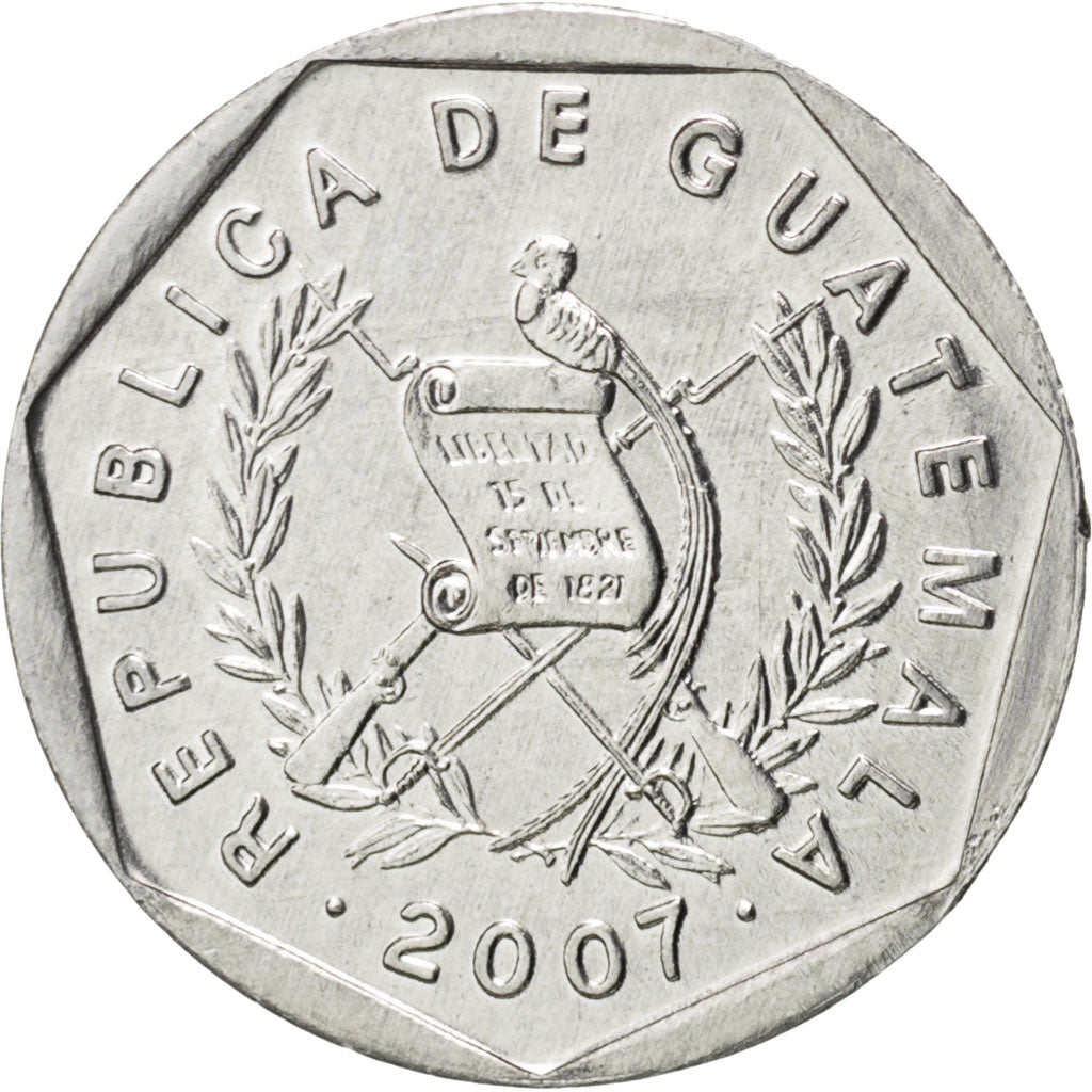 GUATEMALA, Centavo, Un, 2007, KM #282, MS(63), Aluminum, 19, 0.79