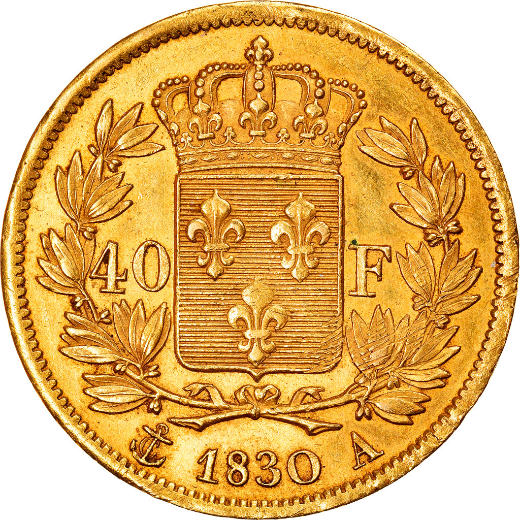 Moneta, Francja, Charles X, 40 Francs, 1830, Paris, EF(40-45), Złoto, KM:721.1
