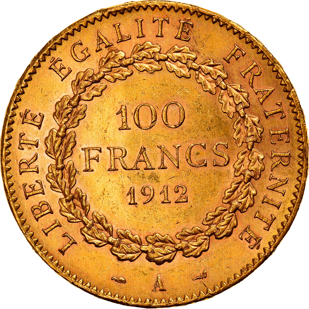 Munten, Frankrijk, Génie, 100 Francs, 1912, Paris, ZF+, Goud, KM:858