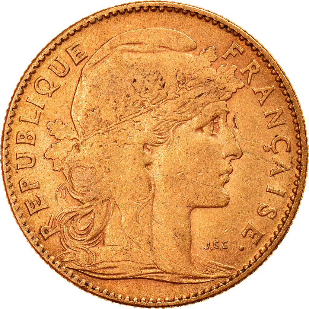 Moneda, Francia, Marianne, 10 Francs, 1906, Paris, MBC, Oro, KM:846
