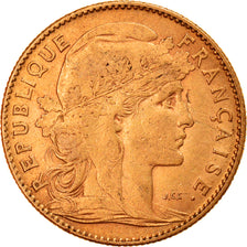 Moneda, Francia, Marianne, 10 Francs, 1906, Paris, MBC, Oro, KM:846