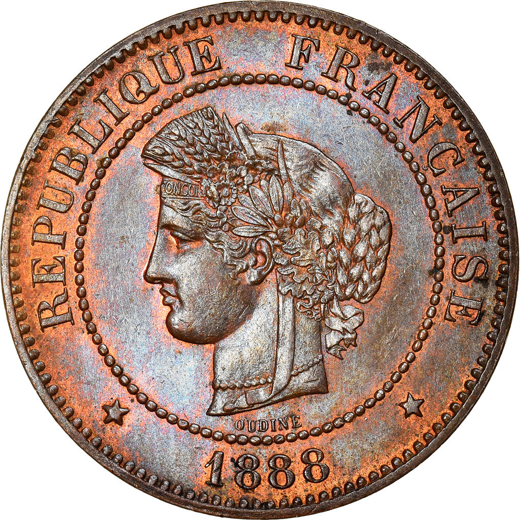 Moneta, Francia, Cérès, 5 Centimes, 1888, Paris, SPL, Bronzo, KM:821.1