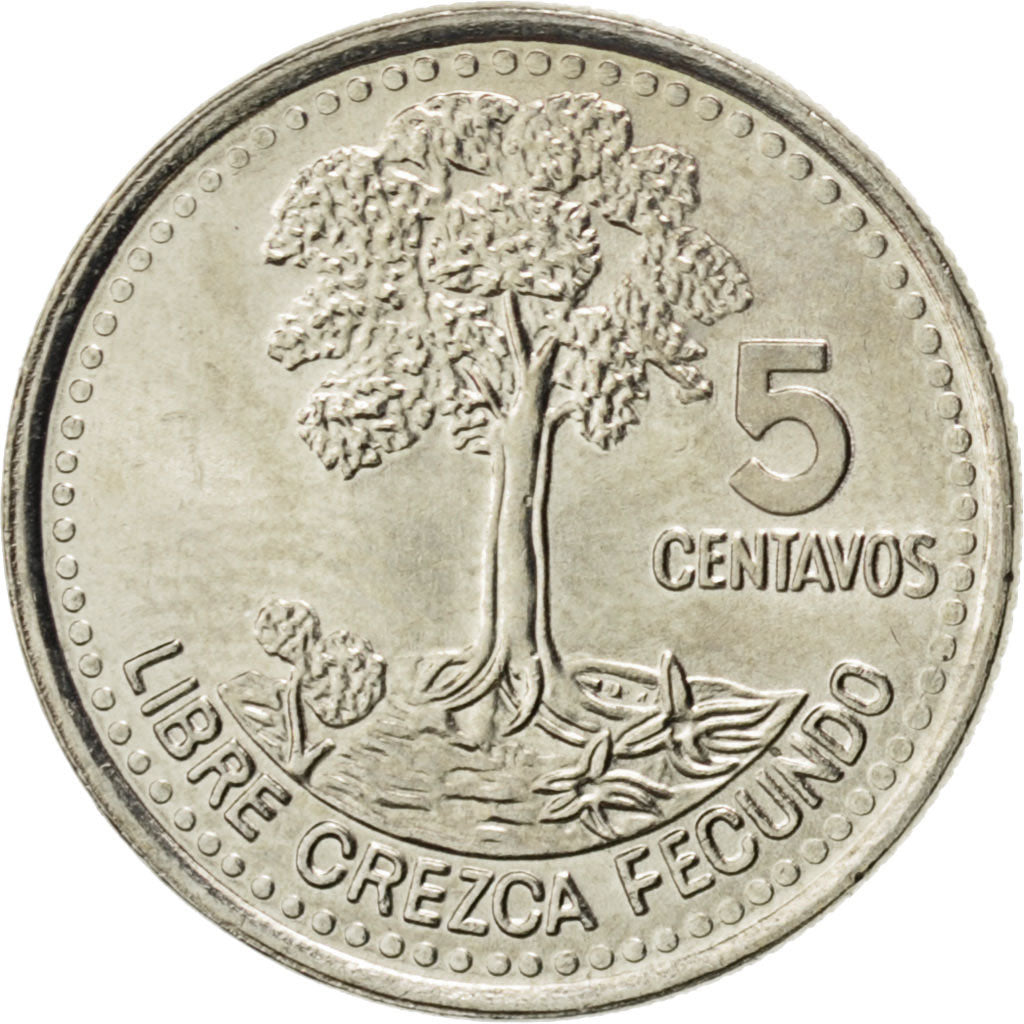 GUATEMALA, 5 Centavos, 2008, KM #276.6, MS(63), Copper-Nickel, 16, 1.60