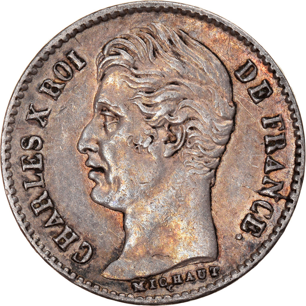 Moneta, Francja, Charles X, 1/4 Franc, 1828, Paris, AU(50-53), Srebro, KM:722.1