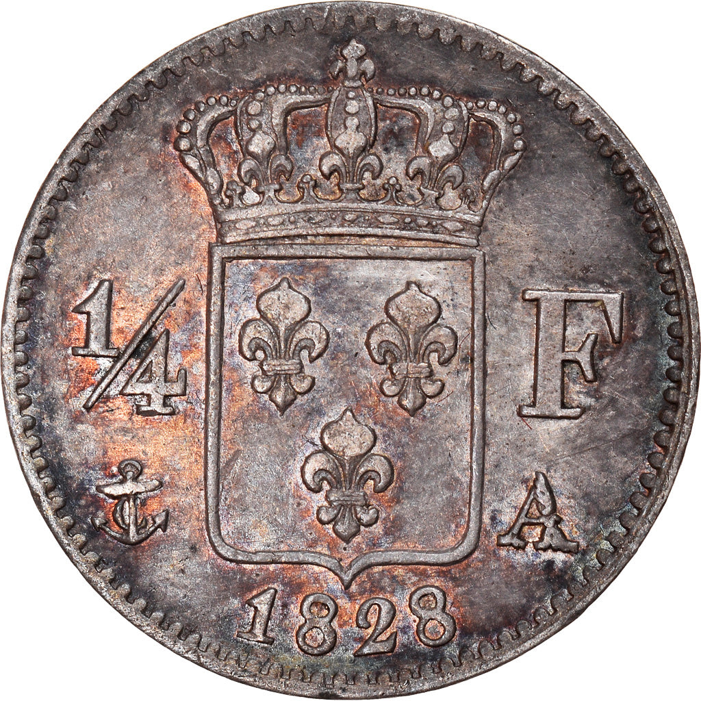 Coin, France, Charles X, 1/4 Franc, 1828, Paris, AU(55-58), Silver, KM:722.1
