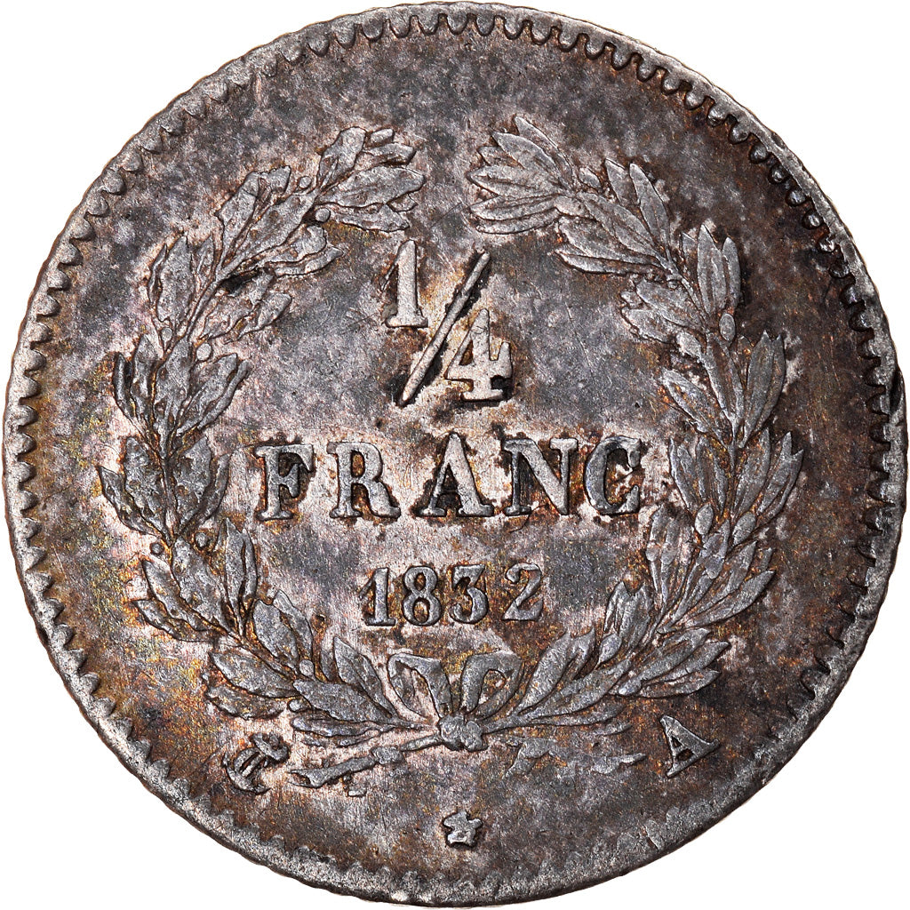 Coin, France, Louis-Philippe, 1/4 Franc, 1832, Paris, EF(40-45), Silver