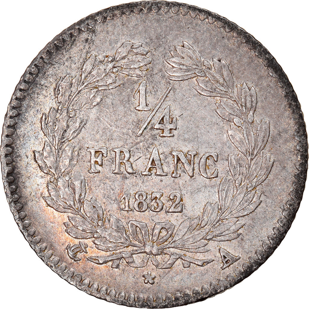 Moneta, Francja, Louis-Philippe, 1/4 Franc, 1832, Paris, EF(40-45), Srebro