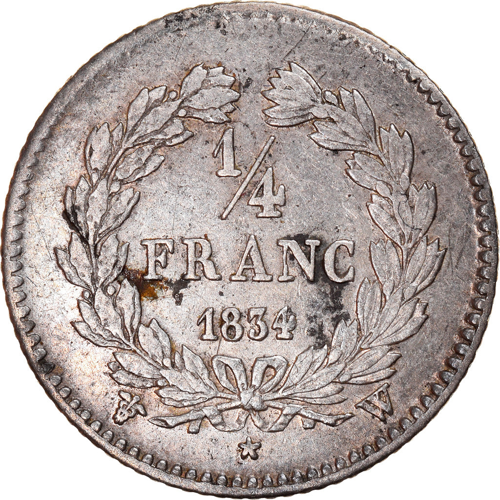 Munten, Frankrijk, Louis-Philippe, 1/4 Franc, 1834, Lille, ZF, Zilver