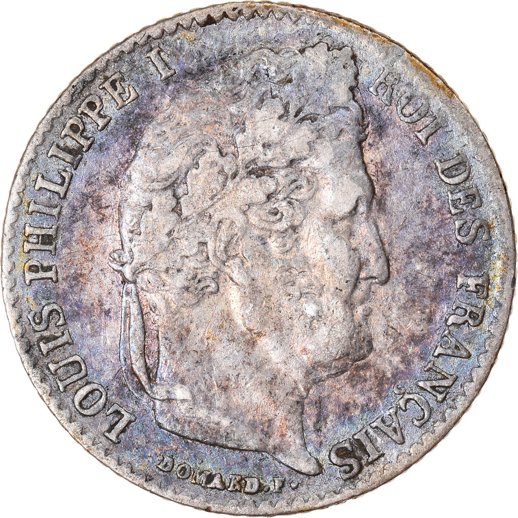 Moneta, Francia, Louis-Philippe, 1/4 Franc, 1837, Paris, MB+, Argento, KM:740.1