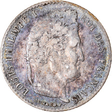 Moneta, Francia, Louis-Philippe, 1/4 Franc, 1837, Paris, MB+, Argento, KM:740.1