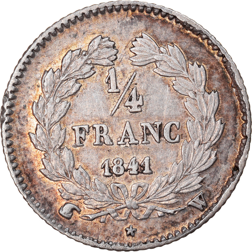 Moneta, Francja, Louis-Philippe, 1/4 Franc, 1841, Lille, AU(50-53), Srebro