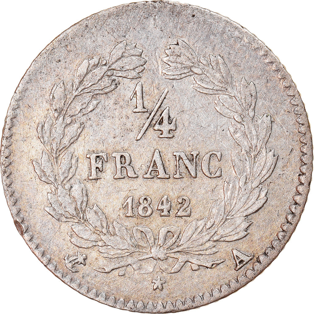 Monnaie, France, Louis-Philippe, 1/4 Franc, 1842, Paris, TTB, Argent