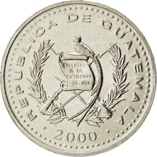 Moneta, Guatemala, 25 Centavos, 2000, MS(63), Miedź-Nikiel, KM:278.6