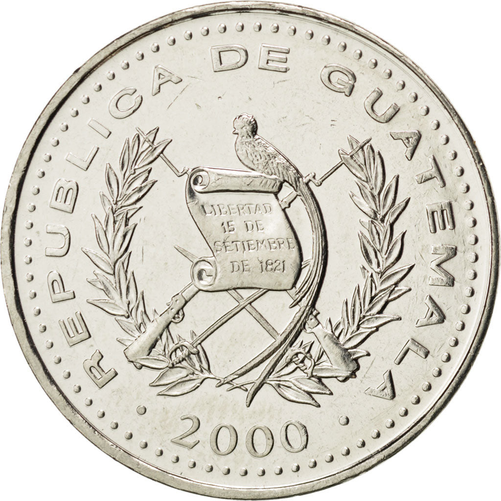 Coin, Guatemala, 25 Centavos, 2000, MS(63), Copper-nickel, KM:278.6
