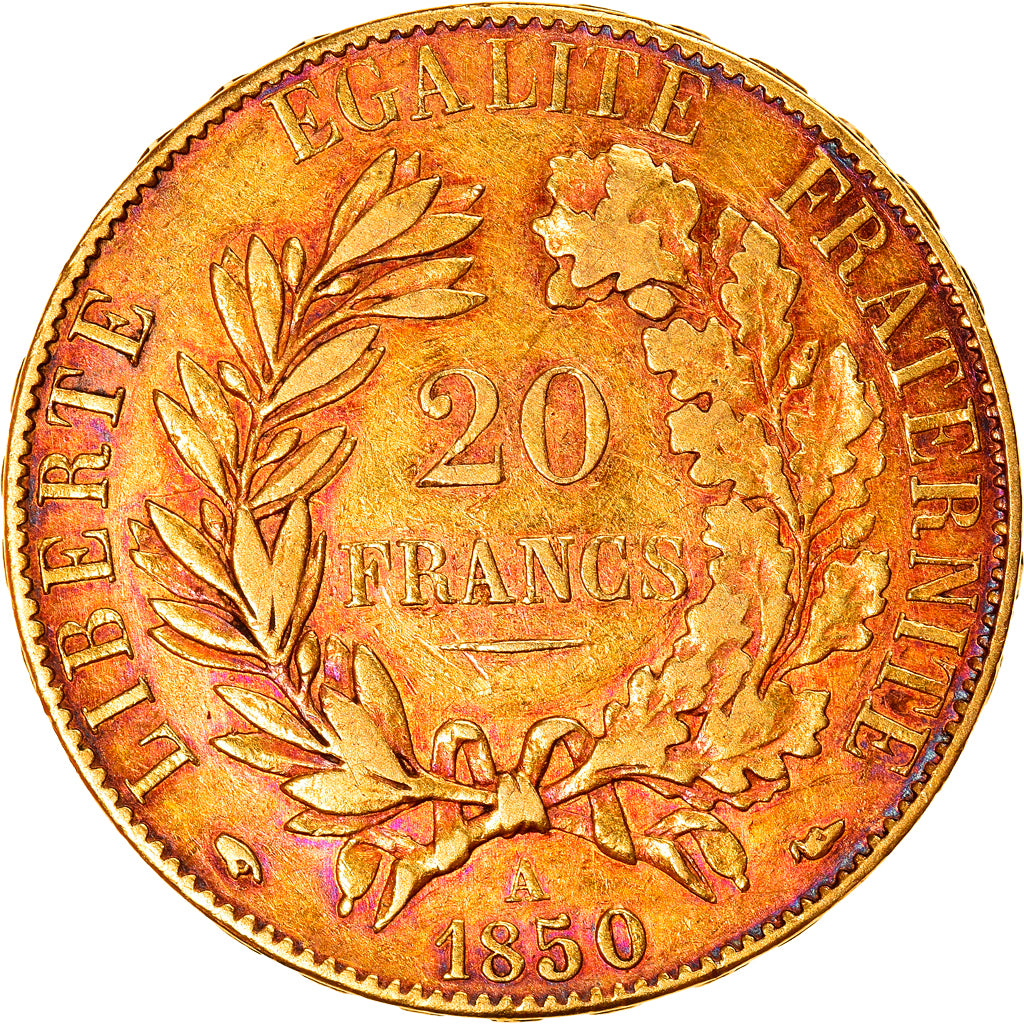 Moneda, Francia, Cérès, 20 Francs, 1850, Paris, MBC+, Oro, KM:762