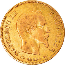 Moneda, Francia, Napoleon III, Napoléon III, 10 Francs, 1855, Paris, BC+, Oro