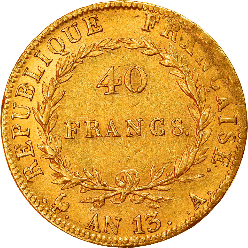 Coin, France, Napoleon I, 40 Francs, AN 13, Paris, EF(40-45), Gold, KM:664.1