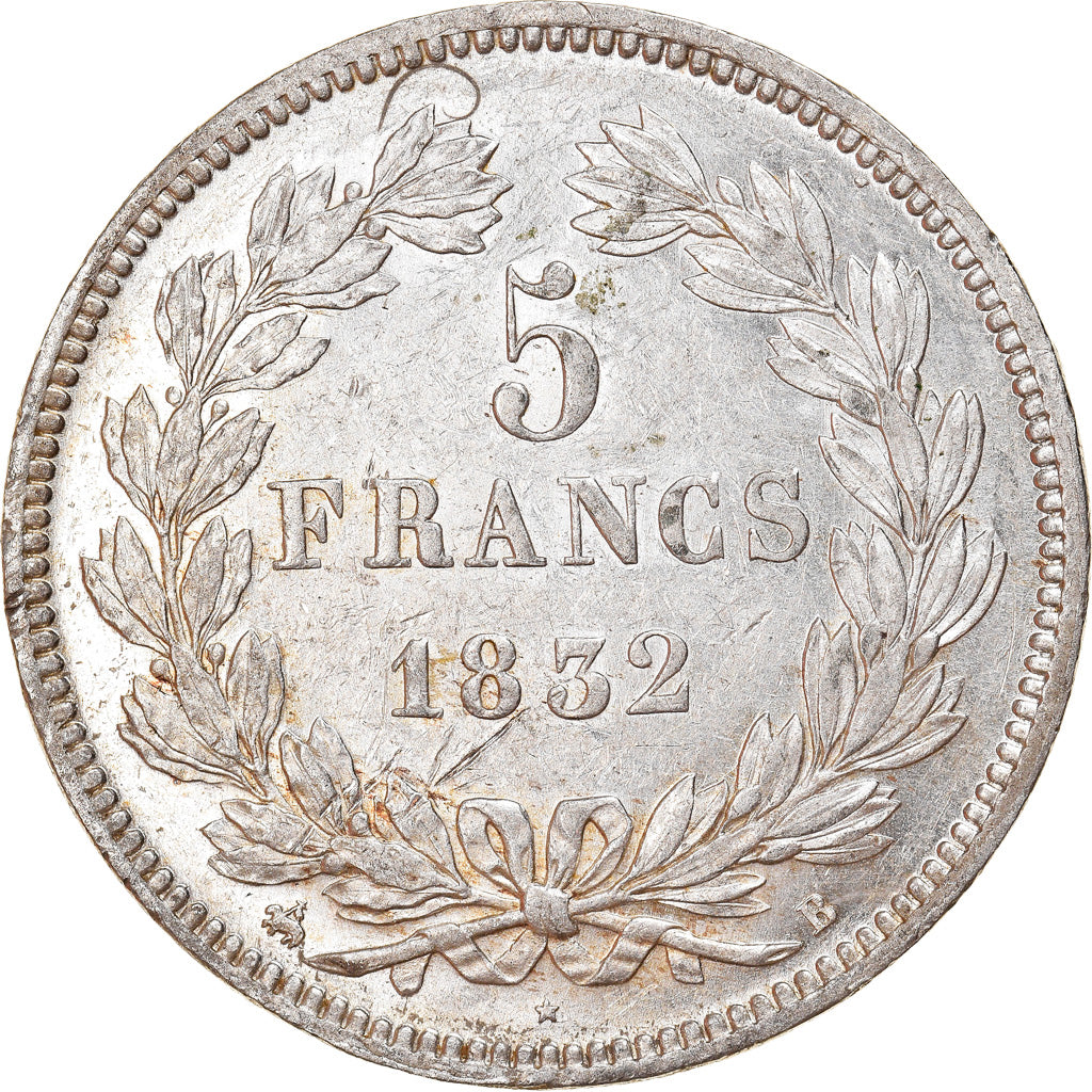 Coin, France, Louis-Philippe, 5 Francs, 1832, Rouen, AU(50-53), Silver