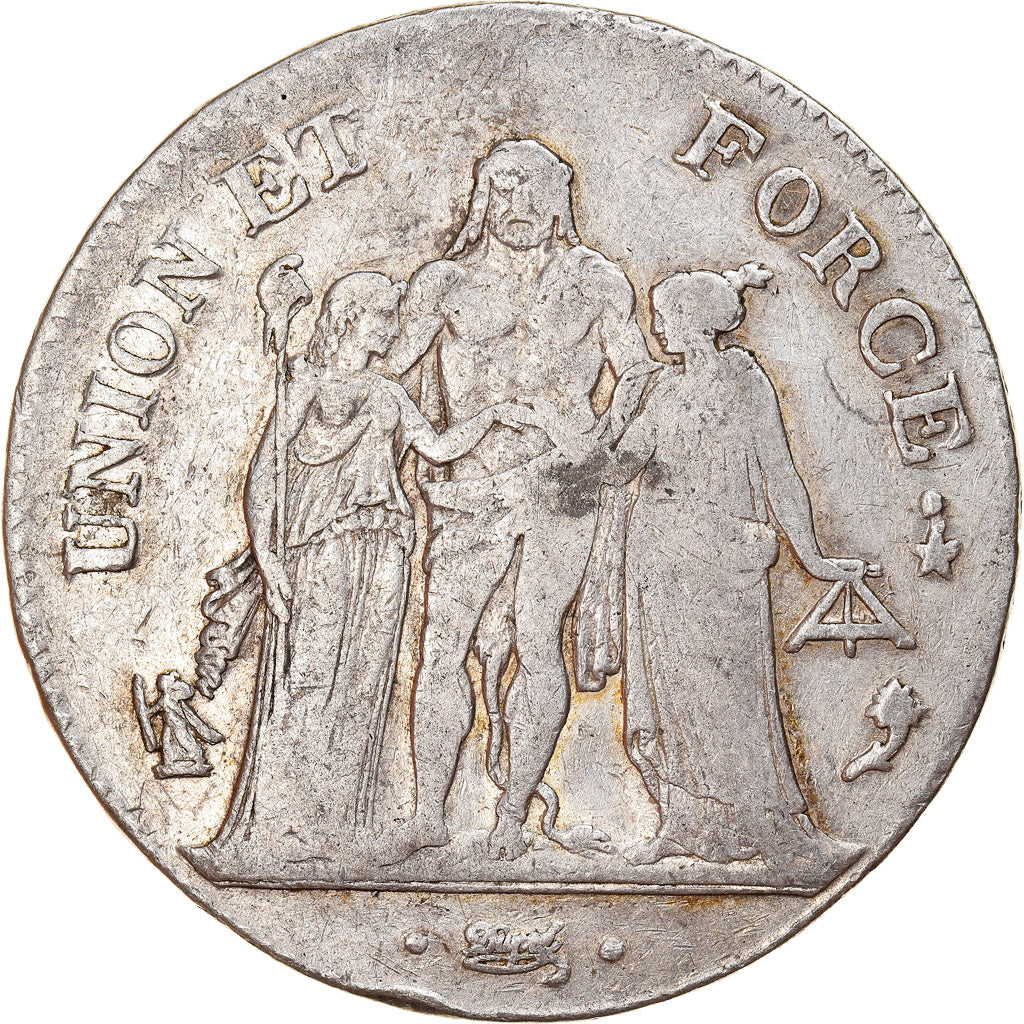 Coin, France, Union et Force, 5 Francs, AN 4, Paris, VF(30-35), Silver