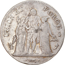 Coin, France, Union et Force, 5 Francs, AN 4, Paris, VF(30-35), Silver