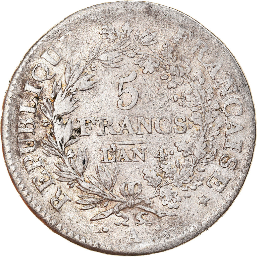 Coin, France, Union et Force, 5 Francs, AN 4, Paris, VF(30-35), Silver
