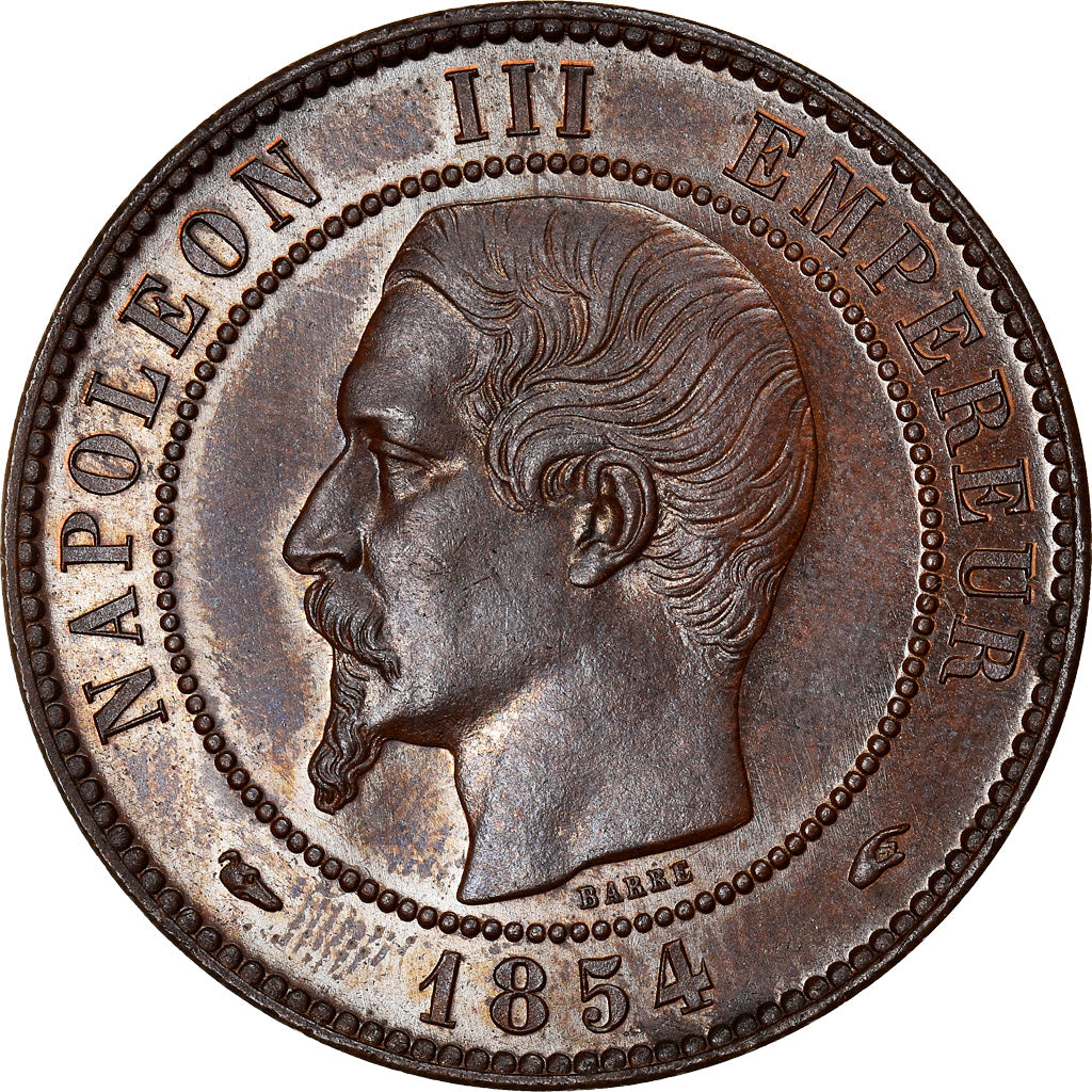Munten, Frankrijk, Napoleon III, Visite la Monnaie, 10 Centimes, 1854, Paris