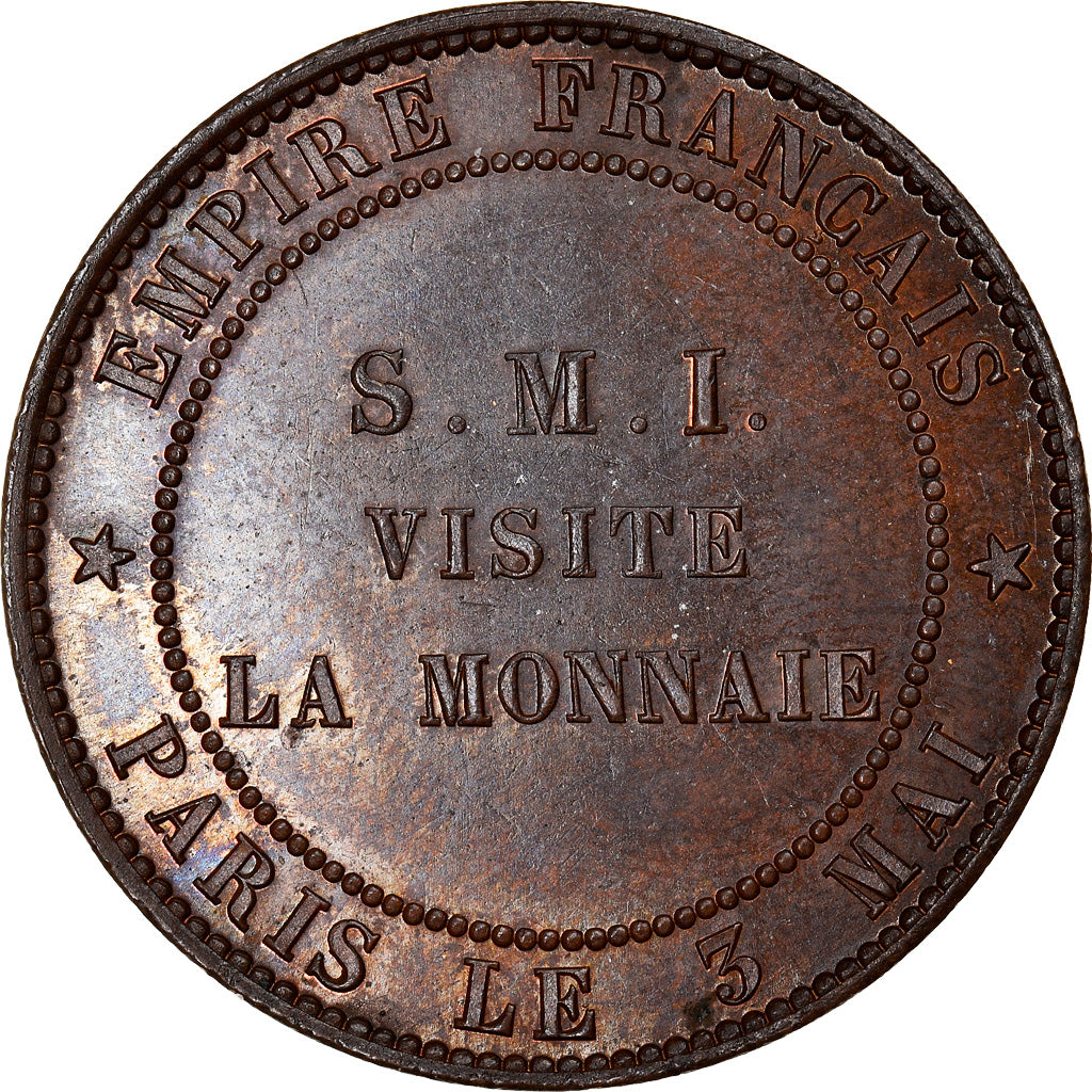 Munten, Frankrijk, Napoleon III, Visite la Monnaie, 10 Centimes, 1854, Paris
