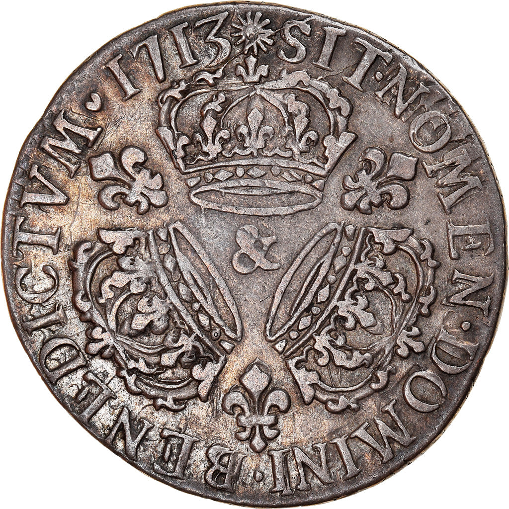 Moneta, Francia, Louis XIV, 1/4 Écu aux 3 couronnes, 1/4 Ecu, 1713, Aix, BB