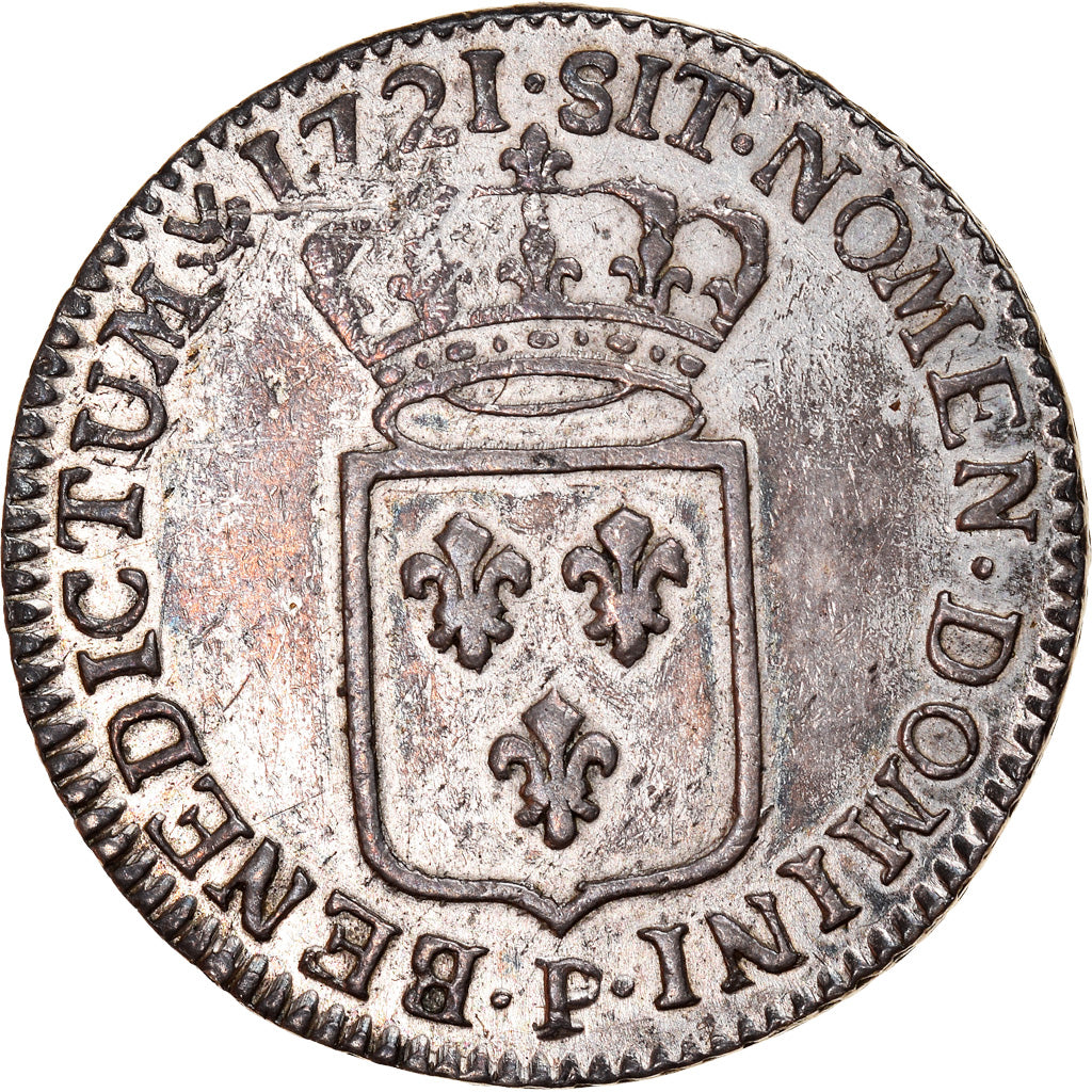 Munten, Frankrijk, Louis XV, 1/3 Écu de France, 1/3 Ecu, 1721, Dijon, ZF+