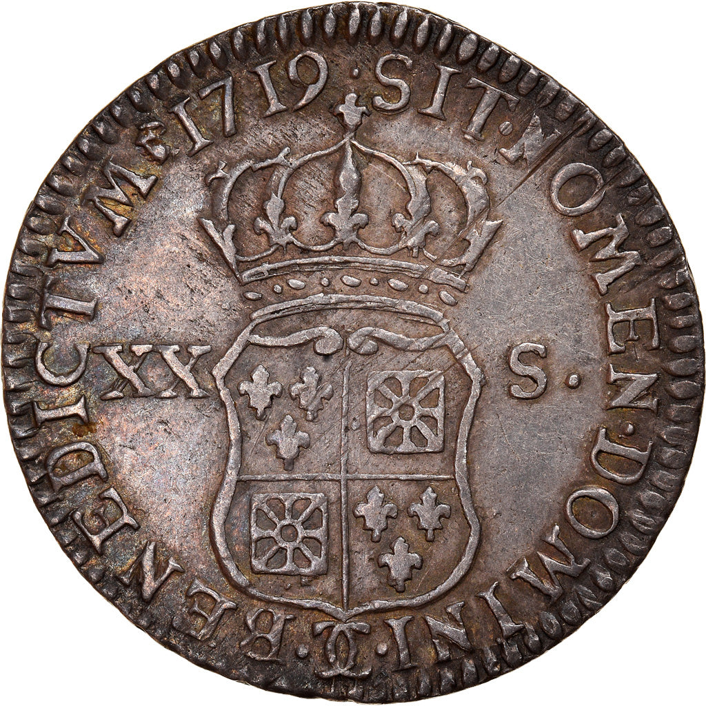 Moneta, Francia, Louis XV, 1/6 Écu (XX – S) de France-Navarre, 20 Sols, 1/6