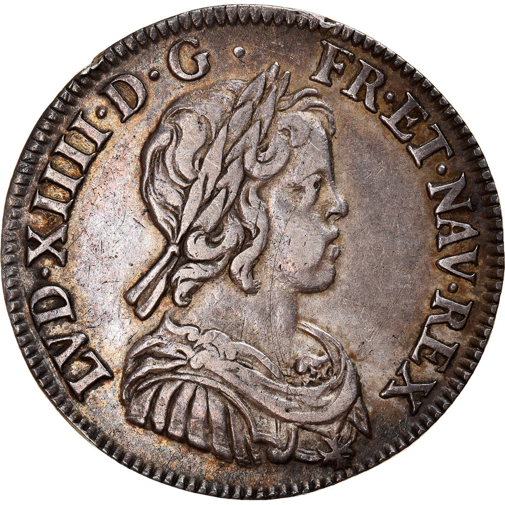 Coin, France, Louis XIV, 1/4 Écu à la mèche courte, 1/4 Ecu, 1644, Paris