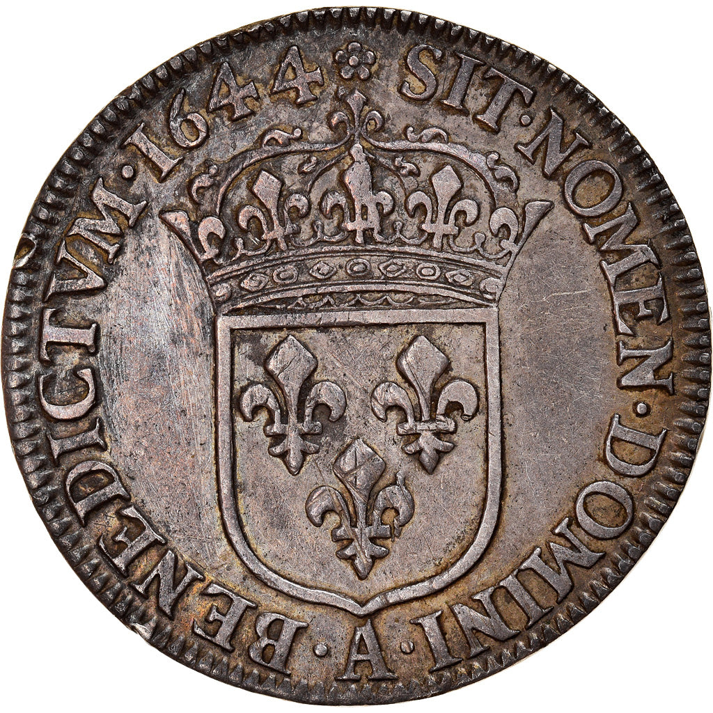 Coin, France, Louis XIV, 1/4 Écu à la mèche courte, 1/4 Ecu, 1644, Paris