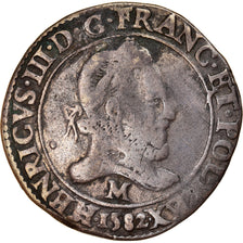 Moneda, Francia, Henri III, Franc au Col Fraisé, 1582, Toulouse, BC+, Plata