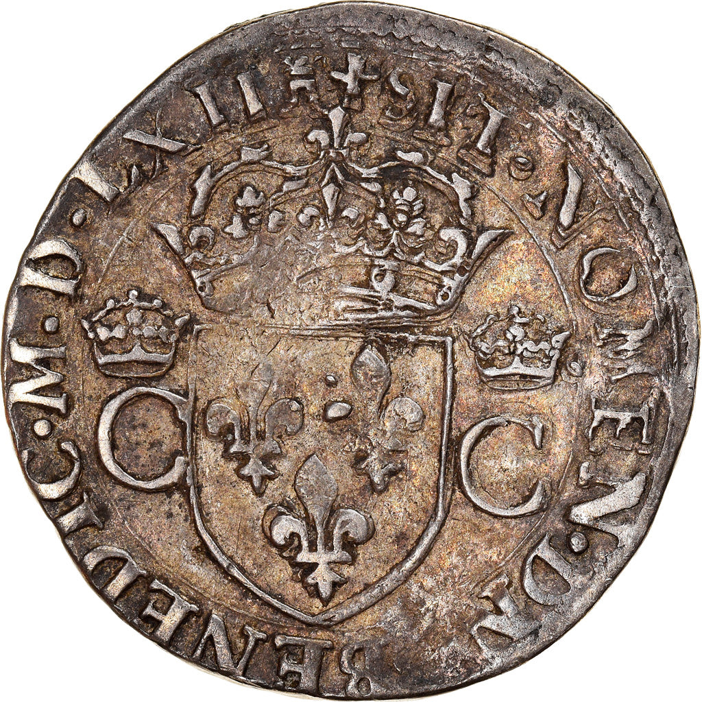 Moneda, Francia, Charles IX, Teston, 1562, Tours, BC+, Plata, Sombart:4602
