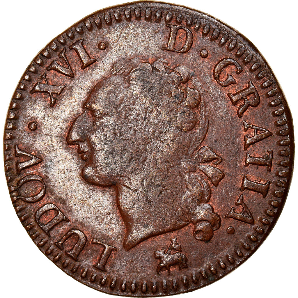 Coin, France, Louis XVI, Liard, Liard, 1791, Rouen, VF(30-35), Copper, KM:585.3