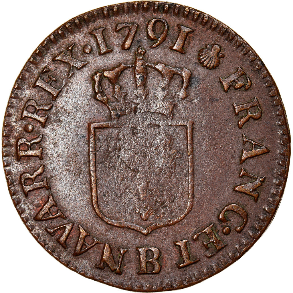 Coin, France, Louis XVI, Liard, Liard, 1791, Rouen, VF(30-35), Copper, KM:585.3