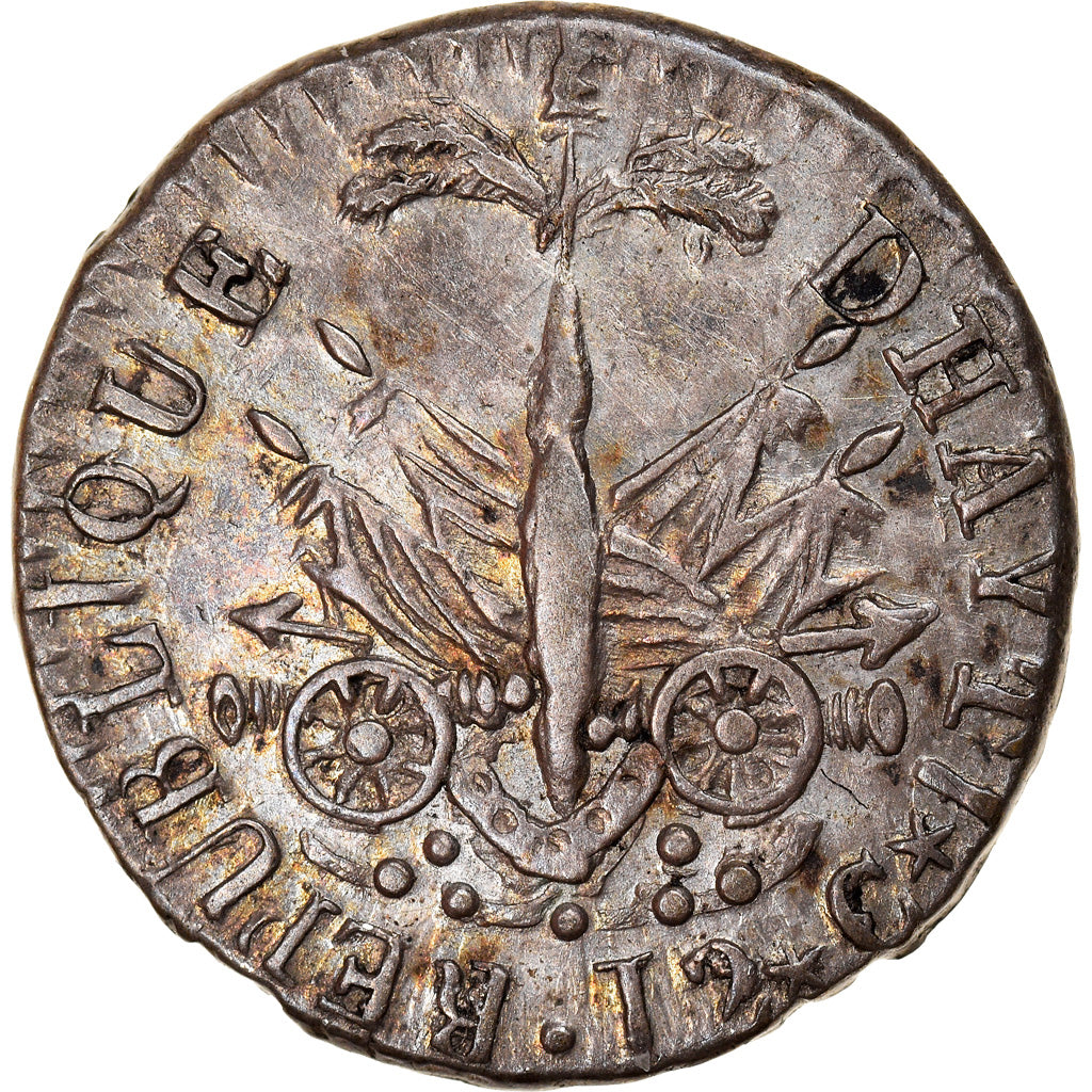 Munten, Haïti, Alexandre Petion, 12 Centimes, An 14 (1817), ZF+, Zilver, KM:14