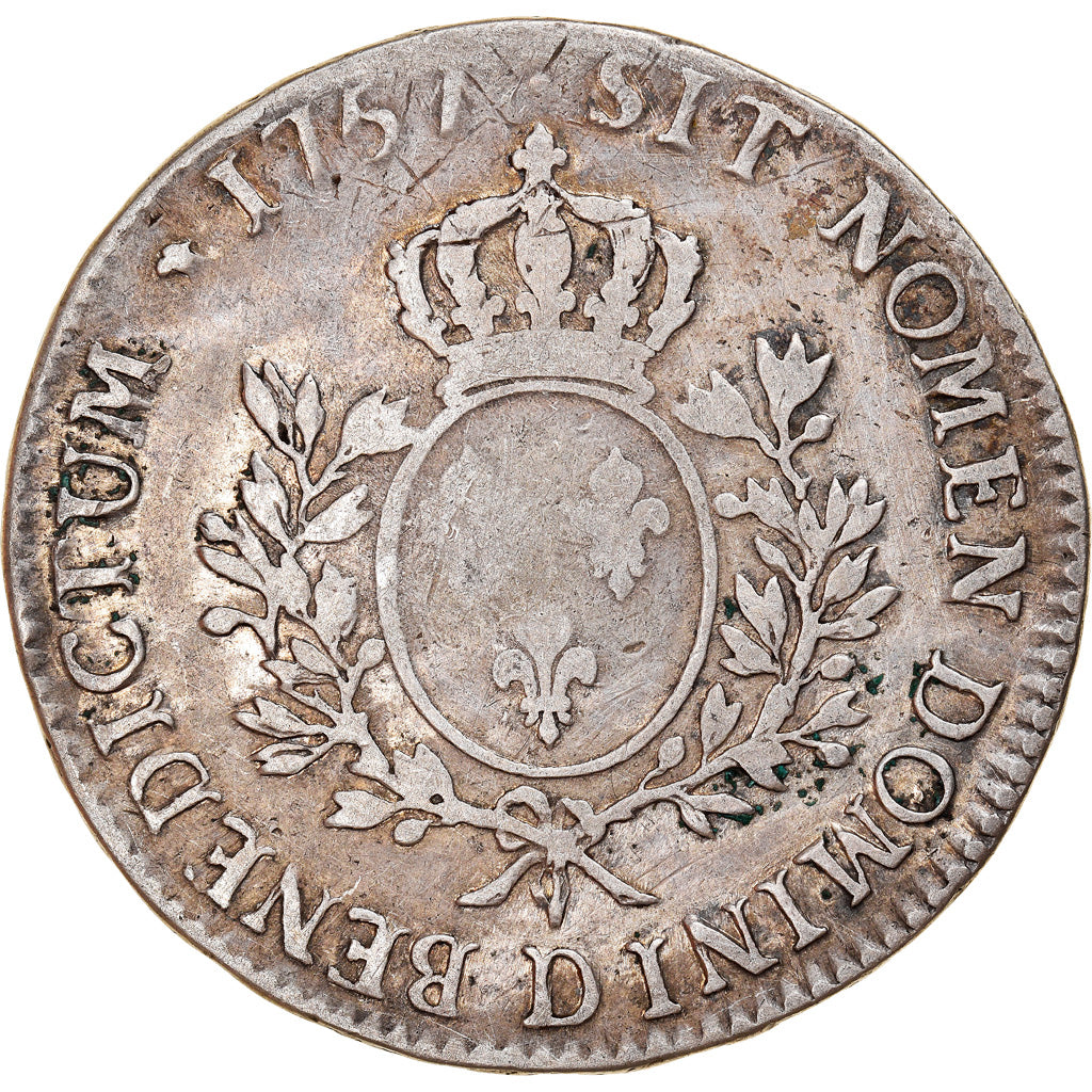 Munten, Frankrijk, Louis XV, Écu au bandeau, Ecu, 1757, Lyon, FR+, Zilver