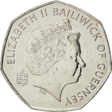 GUERNSEY, 50 Pence, 2008, British Royal Mint, KM #156, MS(63), Copper-Nickel,...