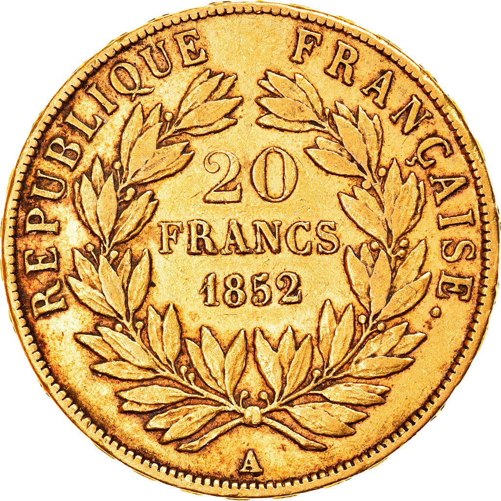 Moneta, Francia, Napoleon III, Napoléon III, 20 Francs, 1852, Paris, BB, Oro