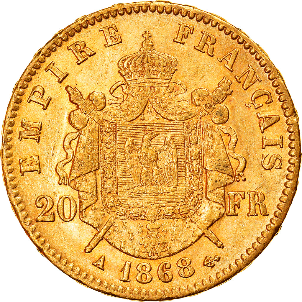 Munten, Frankrijk, Napoleon III, Napoléon III, 20 Francs, 1868, Paris, PR