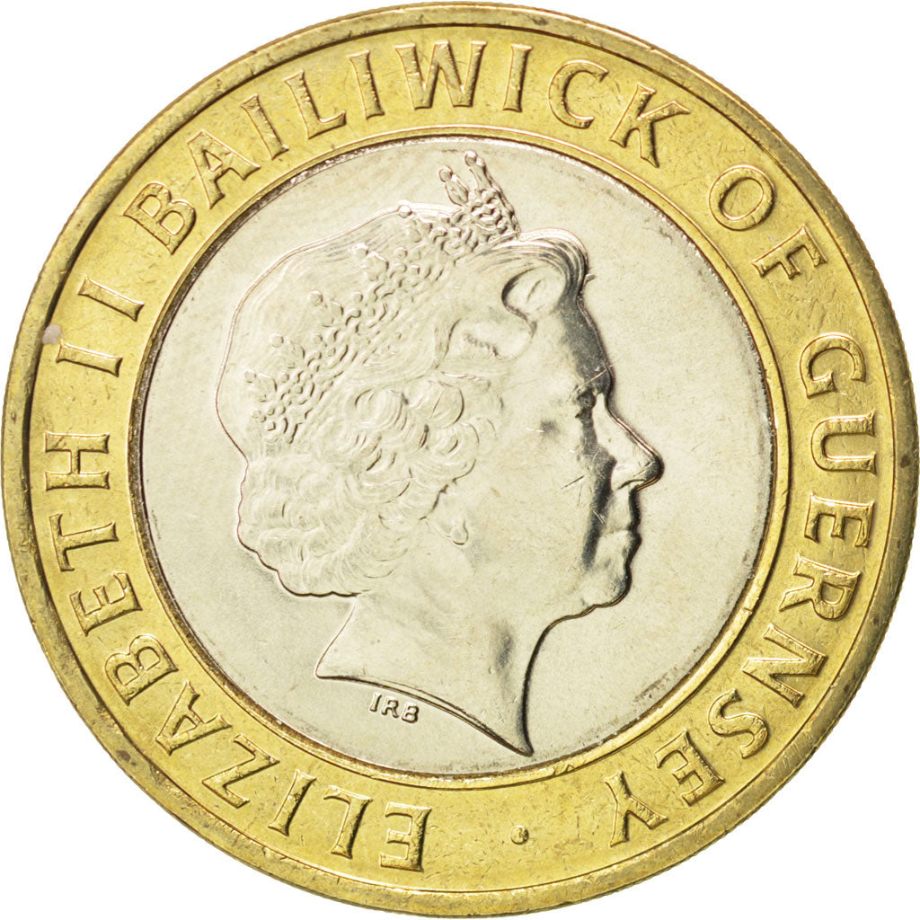 GUERNSEY, 2 Pounds, 1998, British Royal Mint, KM #83, MS(63), Bi-Metallic,...