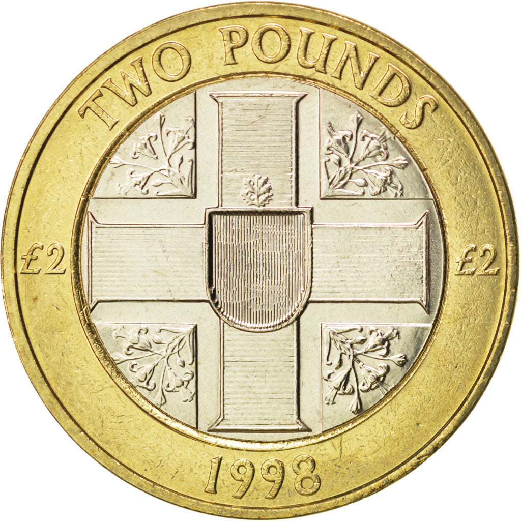 GUERNSEY, 2 Pounds, 1998, British Royal Mint, KM #83, MS(63), Bi-Metallic,...