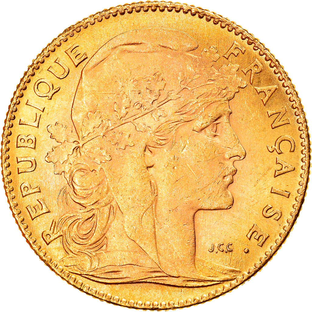Munten, Frankrijk, Marianne, 10 Francs, 1914, Paris, ZF+, Goud, KM:846