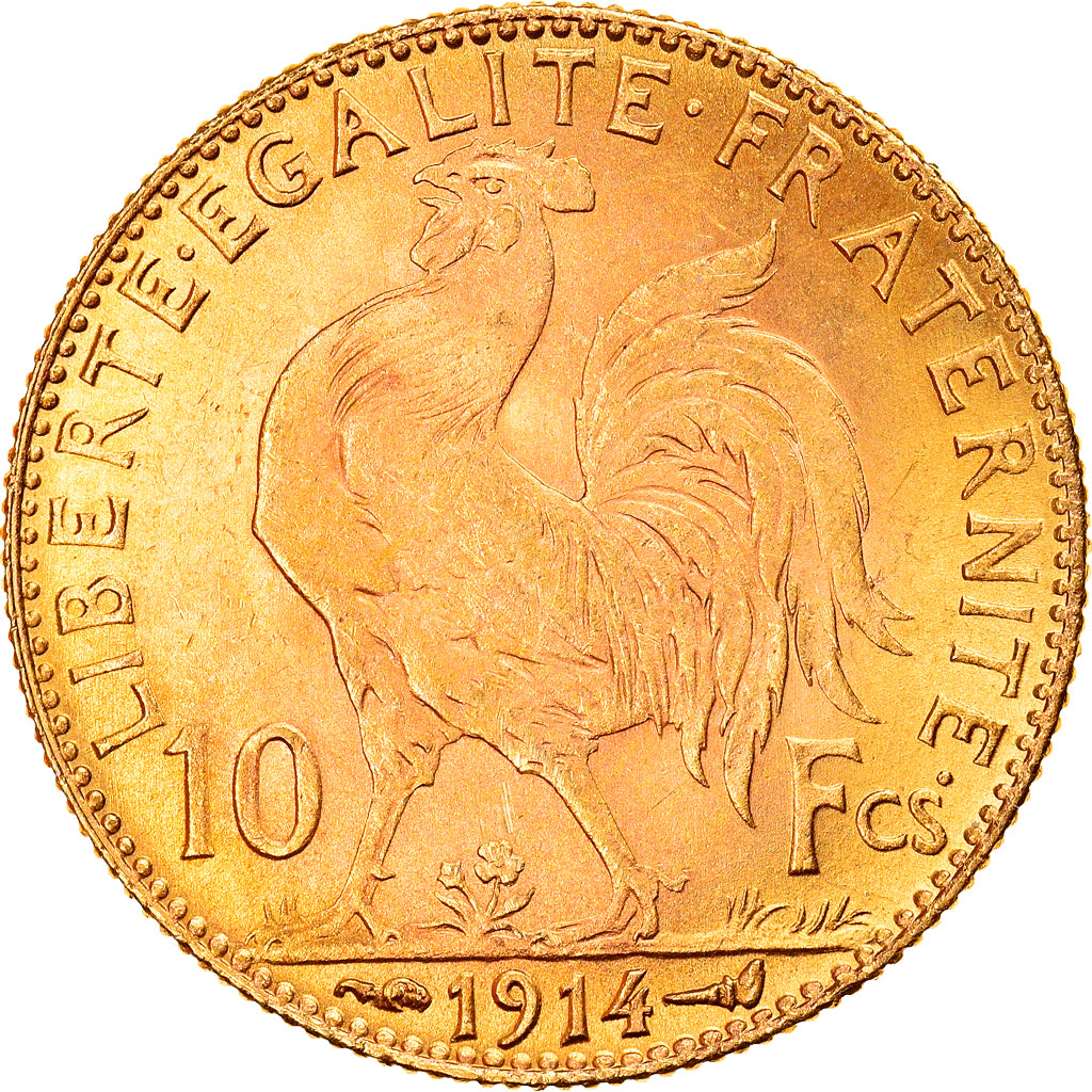 Munten, Frankrijk, Marianne, 10 Francs, 1914, Paris, ZF+, Goud, KM:846