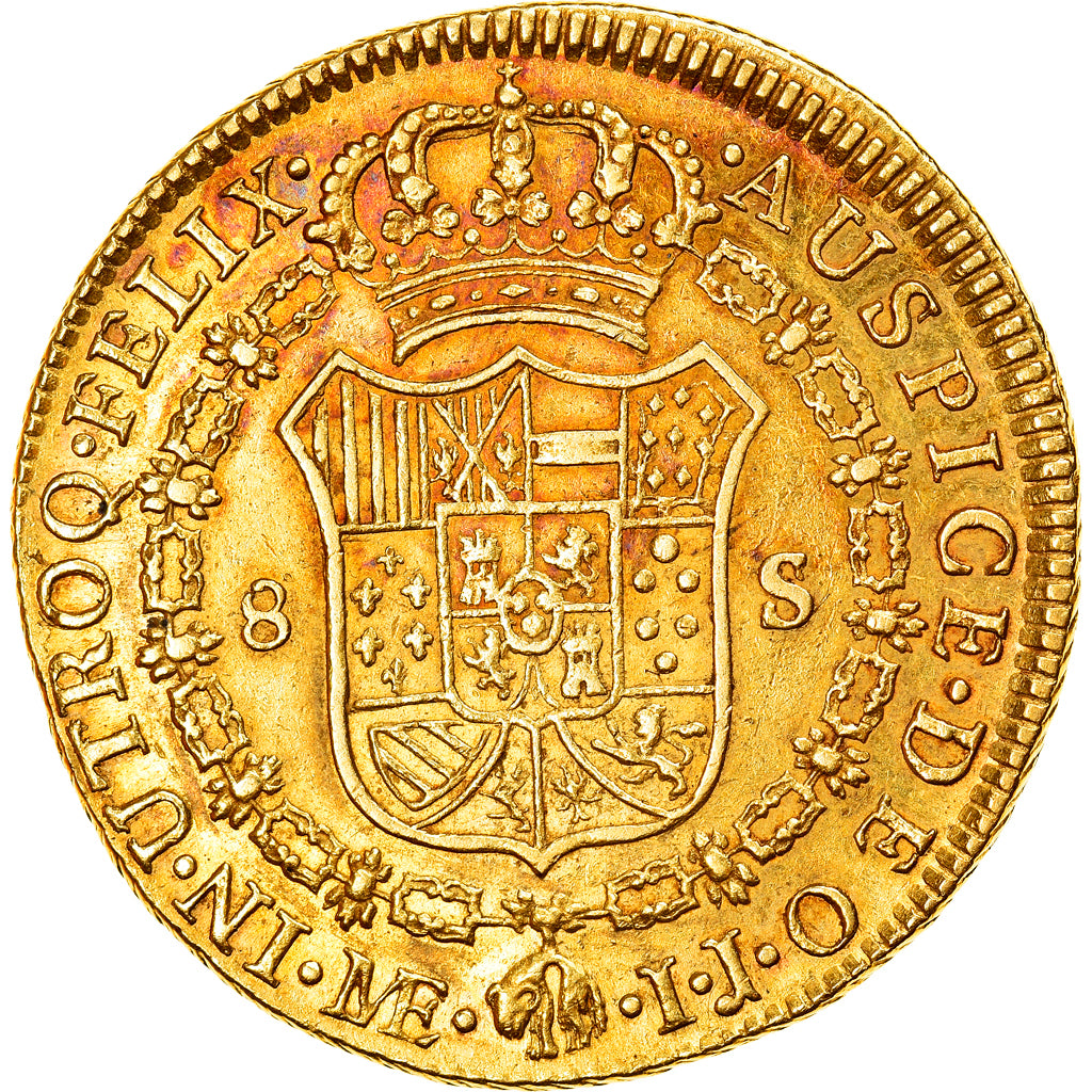 Coin, Peru, Charles IV, 8 Escudos, 1796, Lima, EF(40-45), Gold, KM:101